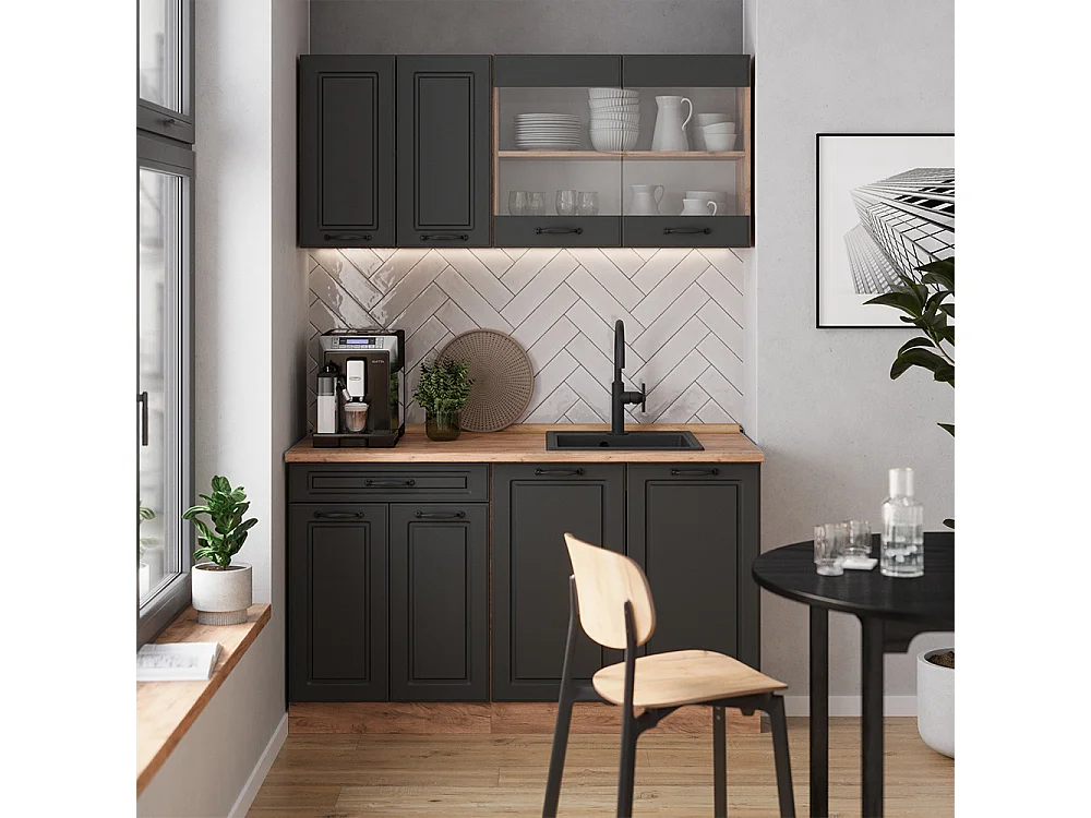 Meuble sous pente anthracite campagne 140x46x81.6 r-line