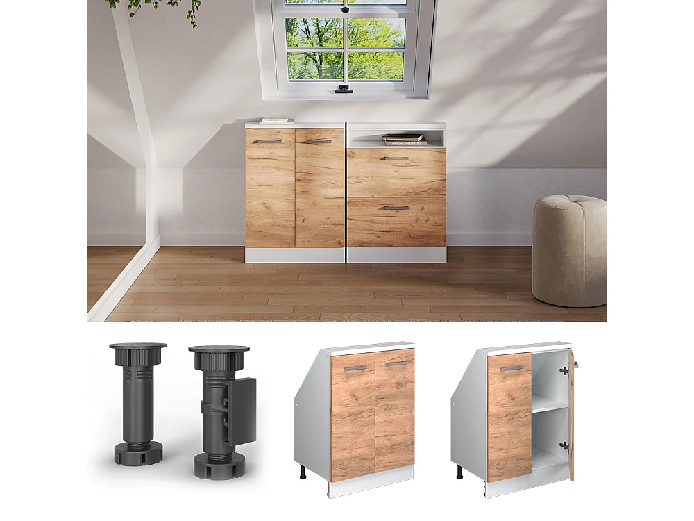 Meuble sous pente chêne de force doré 60x46x81.6 r-line