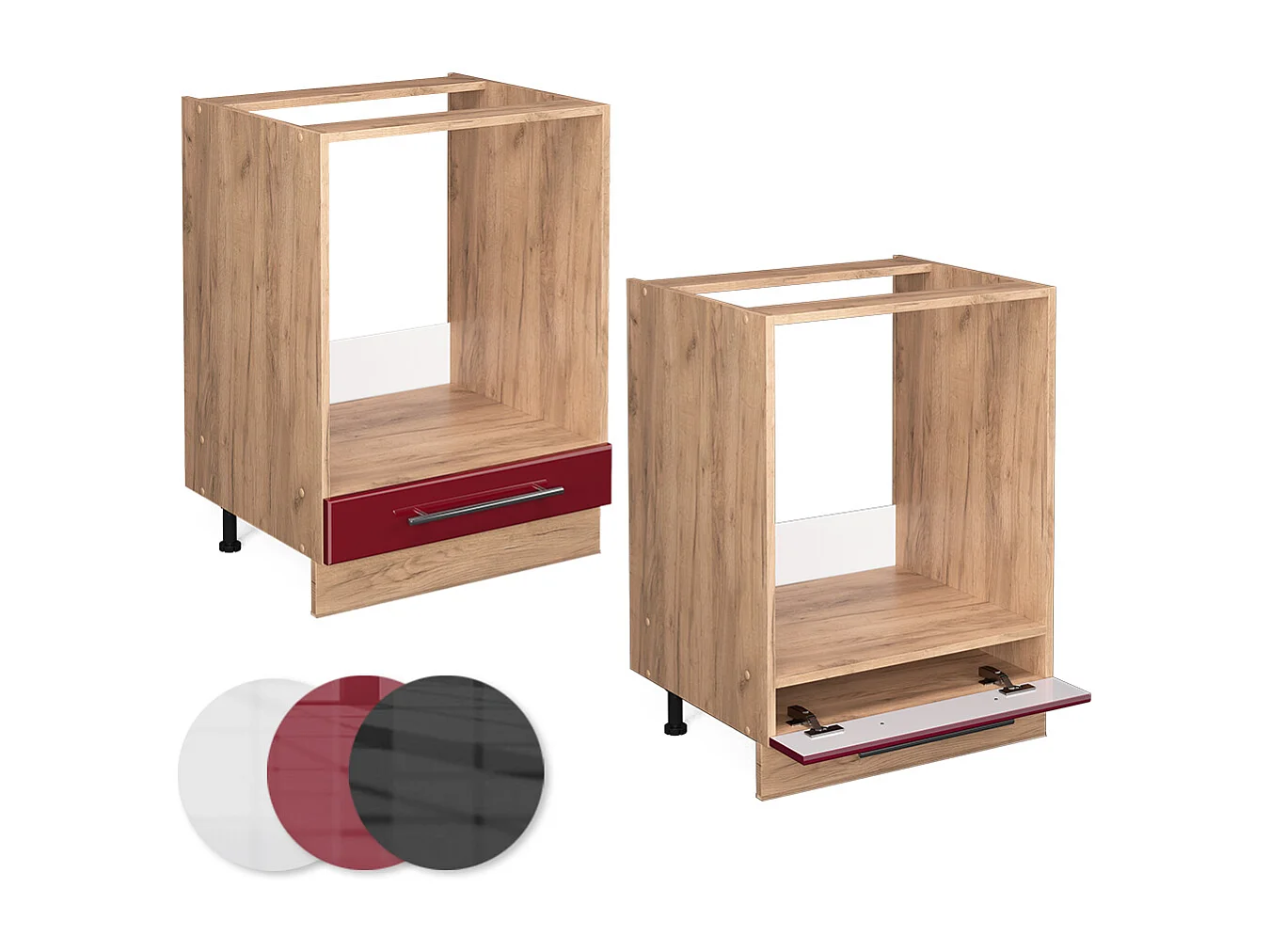 Meuble pour four rouge bordeaux haute brillance 60x51.6x82 fame-line