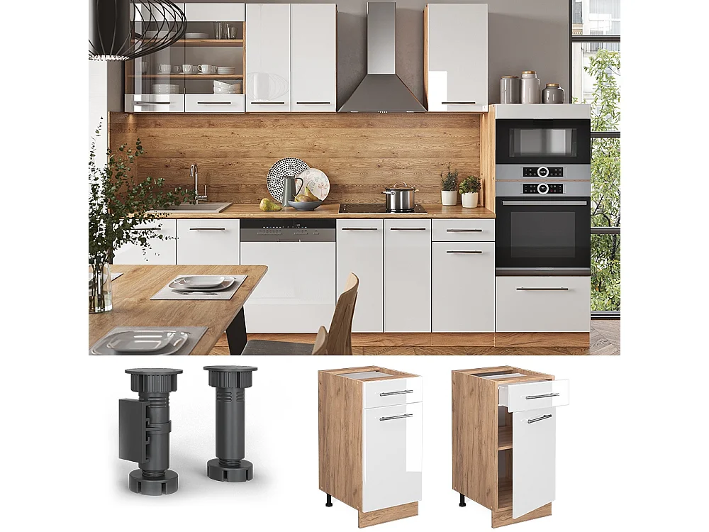 Meuble cuisine blanc haute brillance 40x51.6x82 fame-line