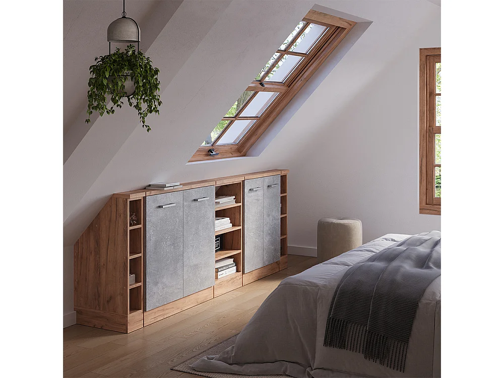 Küchenschrank für Dachschrägen beton 215x46x81.6 r-line