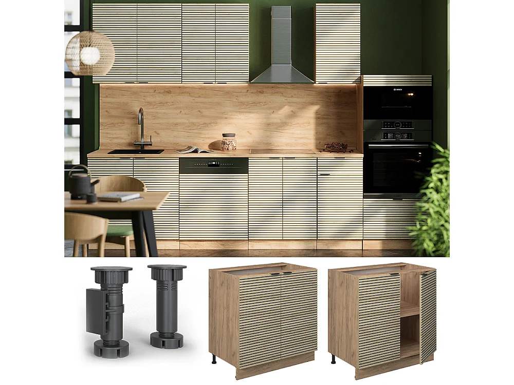 Meuble bas de cuisine panneau en chêne 80x51.6x82 fame-line