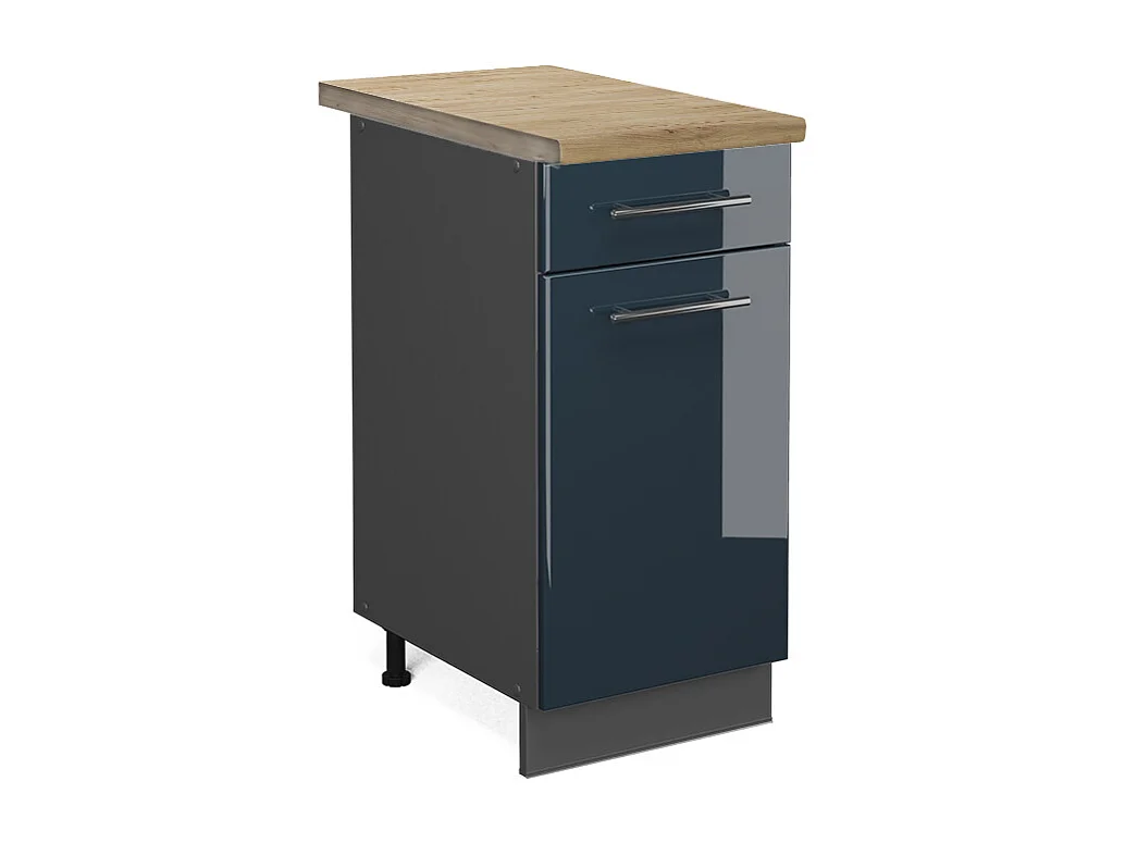 Mueble bajo de cocina azul oscuro alto brillo 40x60x82 fame-line