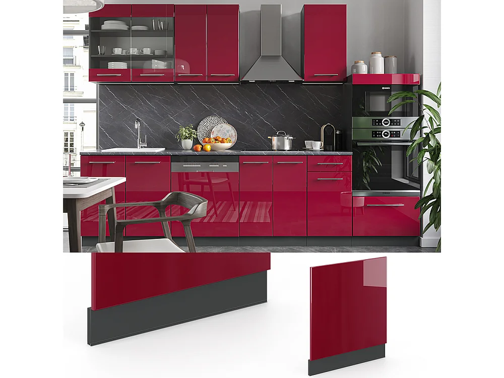 Façade rouge bordeaux haute brillance 60x1.6x67.4 fame-line