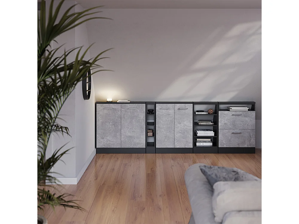 Küchenschrank für Dachschrägen beton 60x46x81.6 r-line