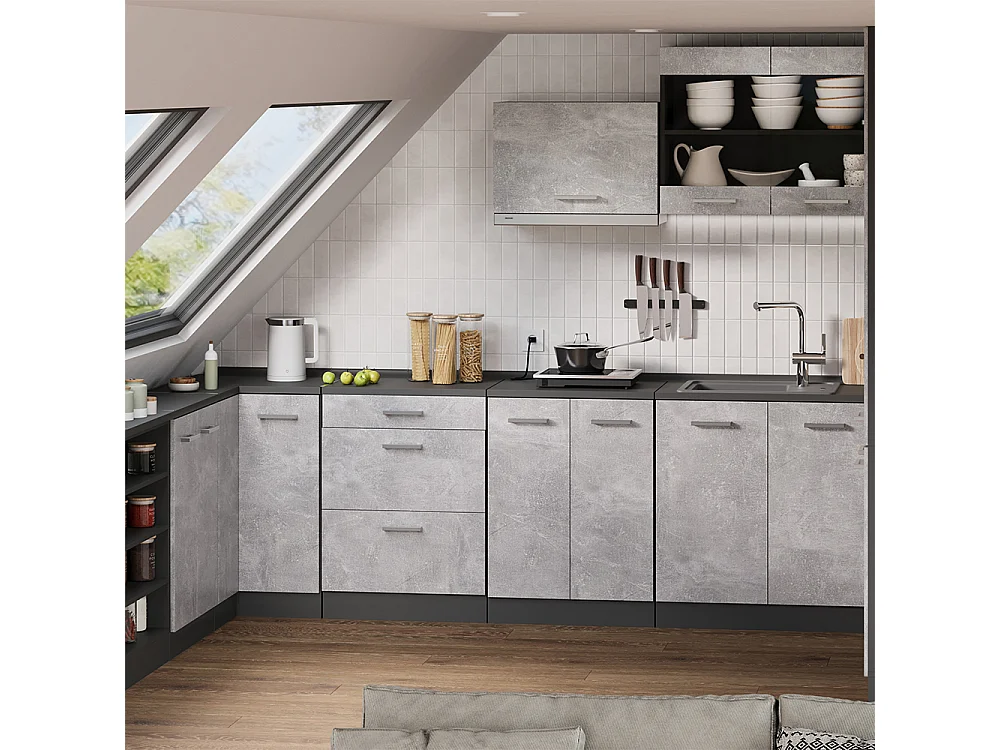 Keukenkast voor schuine wand beton 60x46x81.6 r-line