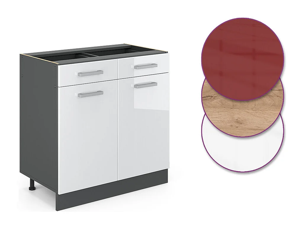 Mueble bajo de cocina blanco alto brillo 80x60x81.6 r-line