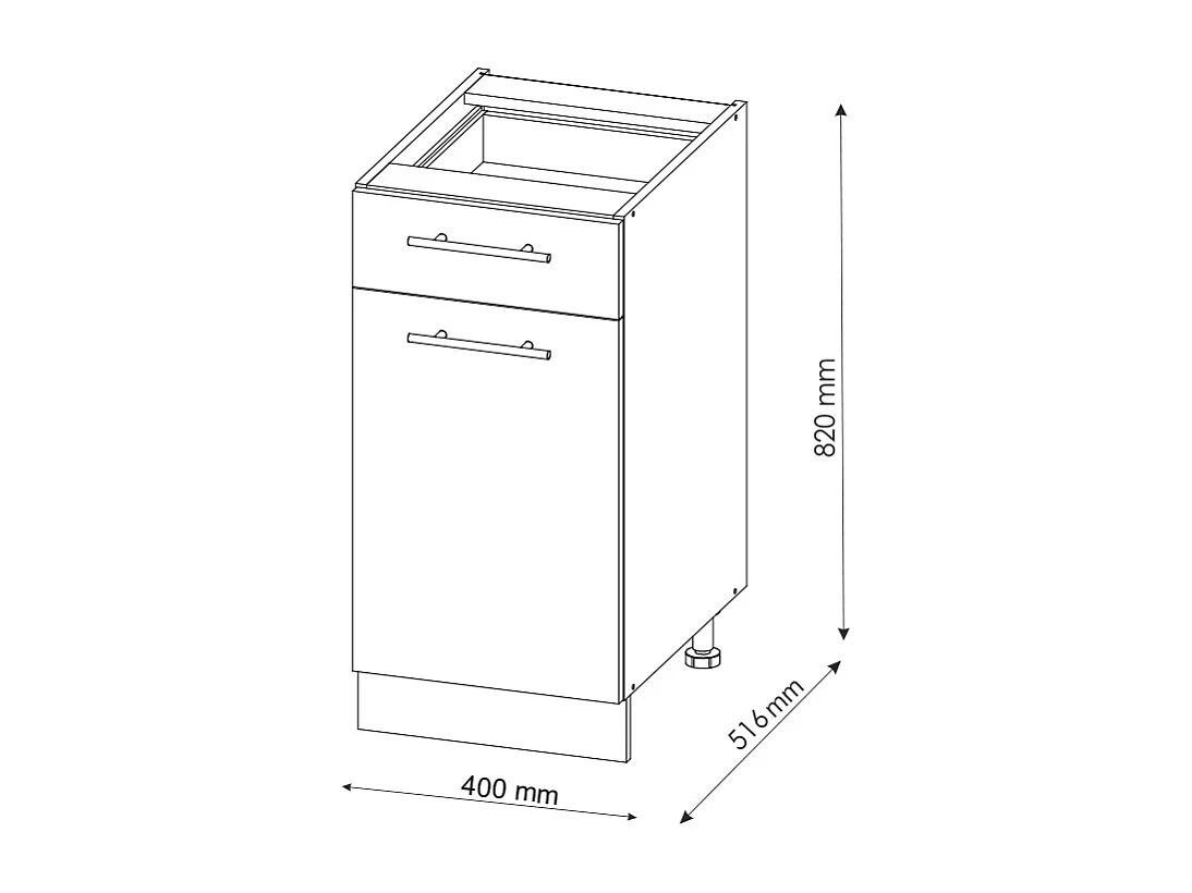 Mobiletto base per cucina quercia dorata 40x51.6x82 fame-line