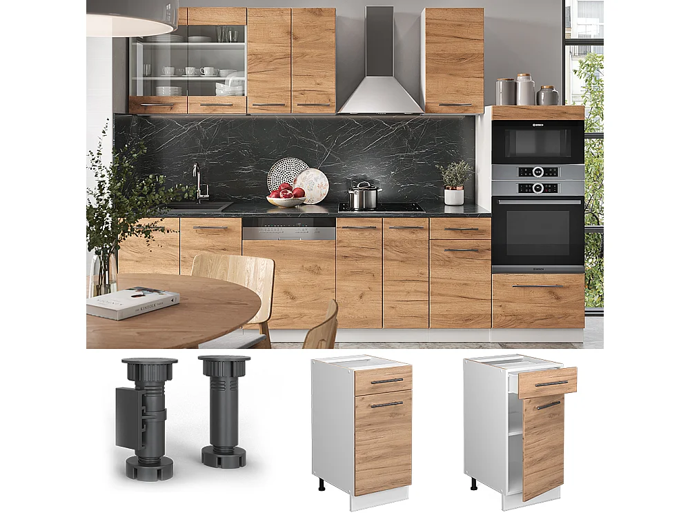 Meuble cuisine chêne de force doré 40x51.6x82 fame-line