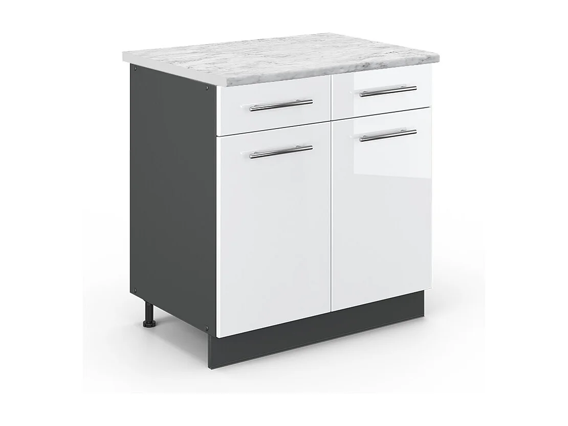 Meuble cuisine blanc haute brillance 80x60x82 fame-line