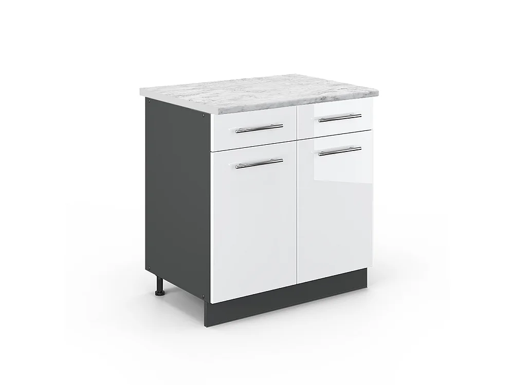 Meuble cuisine blanc haute brillance 80x60x82 fame-line