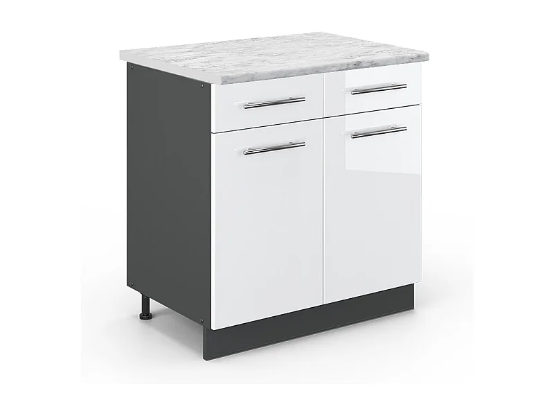 Meuble cuisine blanc haute brillance 80x60x82 fame-line