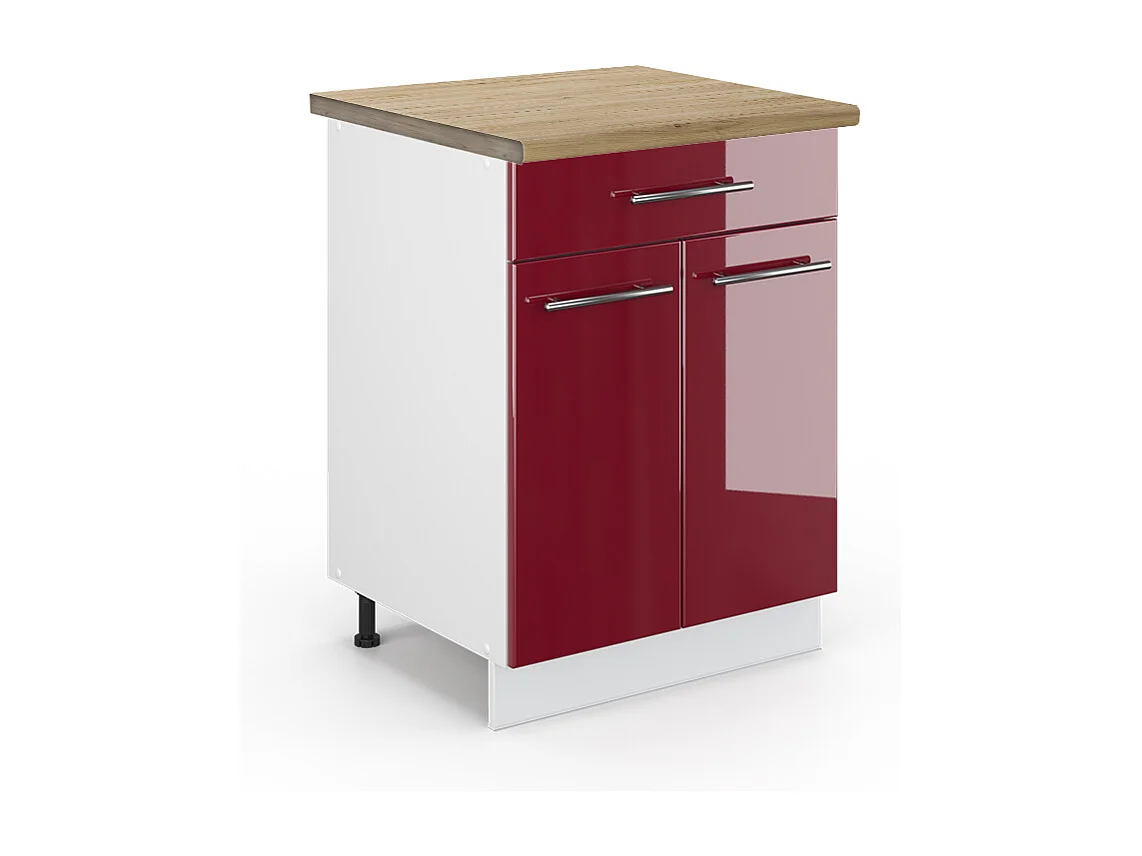 Mueble bajo de cocina rojo burdeos alto brillo 60x60x82 fame-line