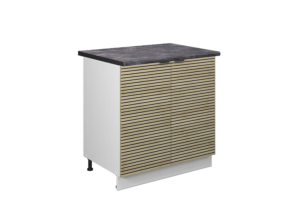 Meuble bas sous-évier panneau en chêne 80x60x82 fame-line