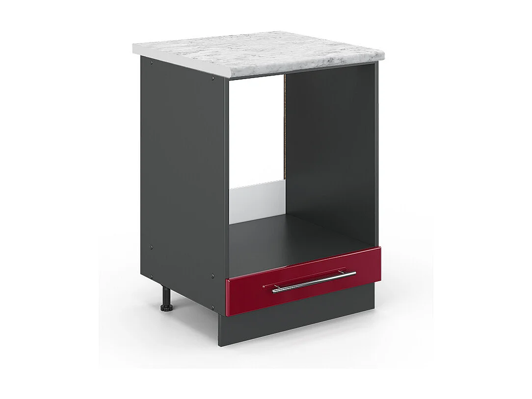 Meuble pour four rouge bordeaux haute brillance 60x60x82 fame-line