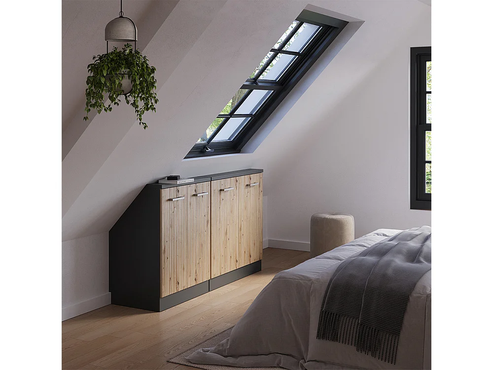 Armario de cocina para techo inclinado roble artesanal 140x46x81.6 r-line