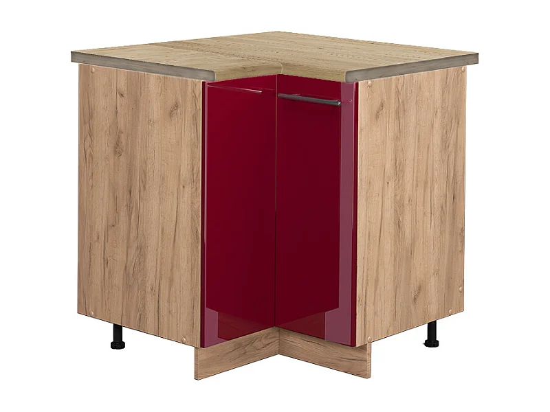 Armario de esquina rojo burdeos alto brillo 80.5x60x82 fame-line