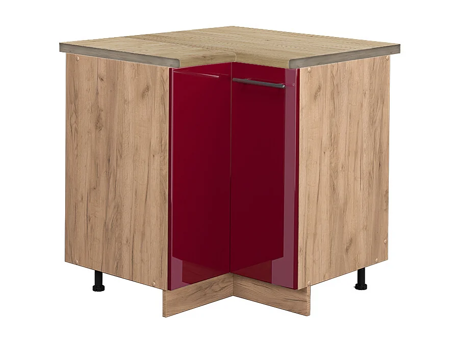 Armario de esquina rojo burdeos alto brillo 80.5x60x82 fame-line