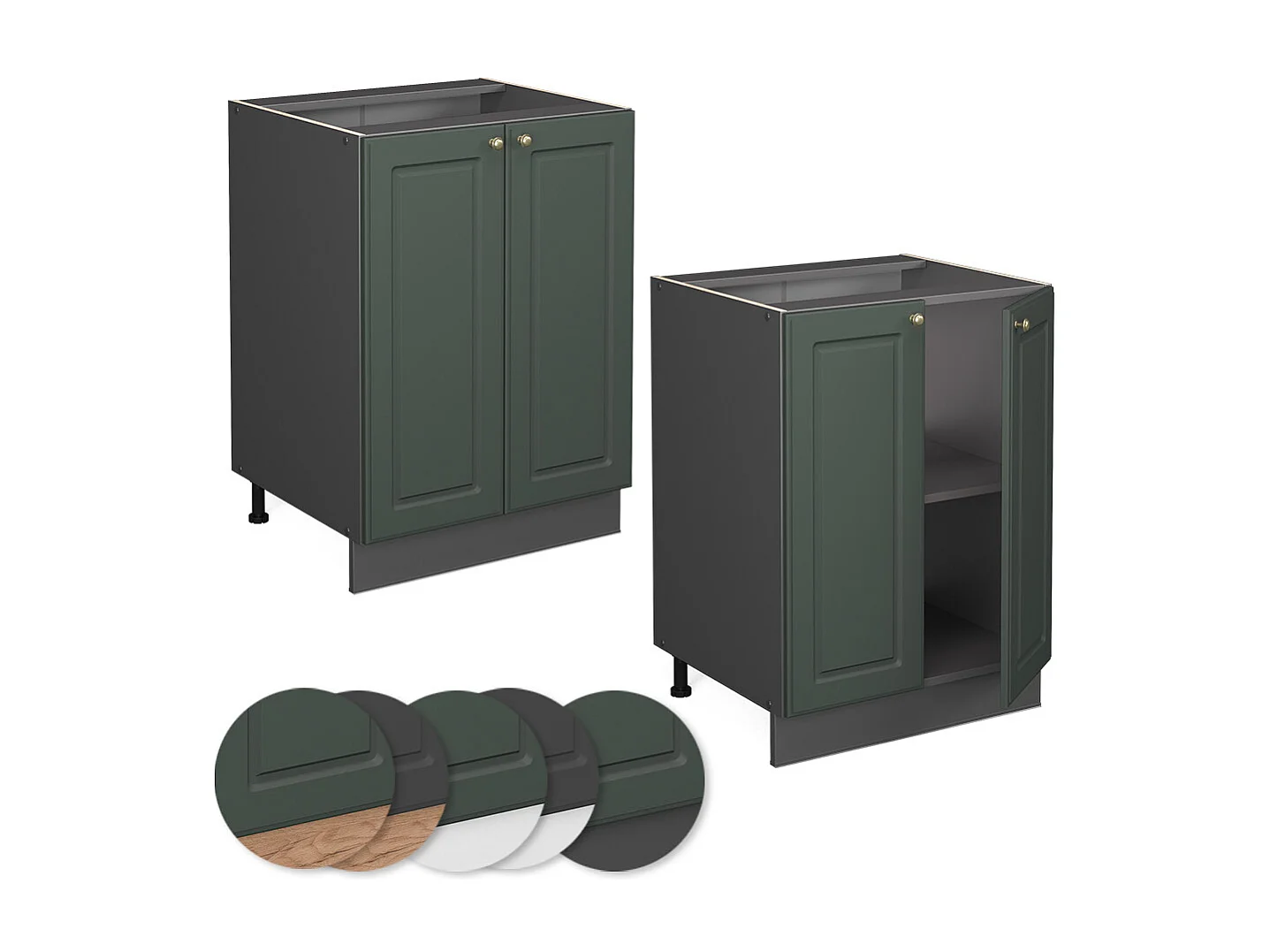 Meuble bas de cuisine vert or campagne 60x60x82 fame-line