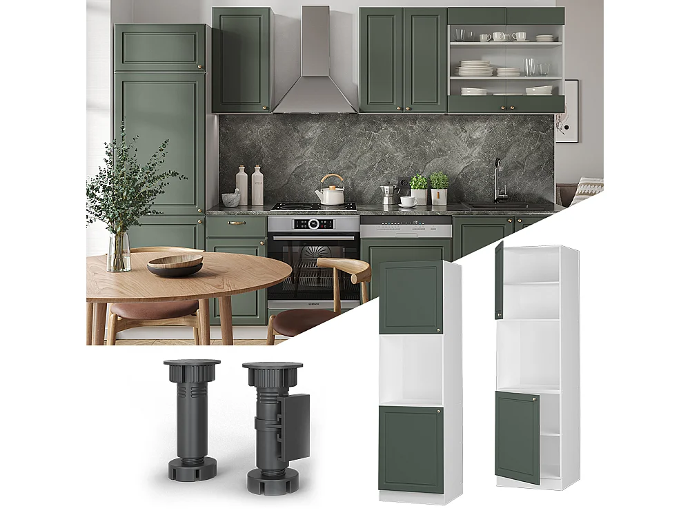 Armario para horno empotrado verde dorado casa de campo 60x58x206.8 fame-line