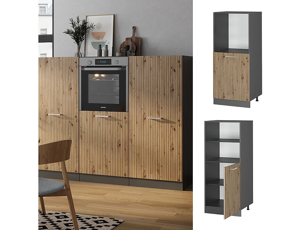 Meuble pour four chêne artisan 60x57x143 r-line