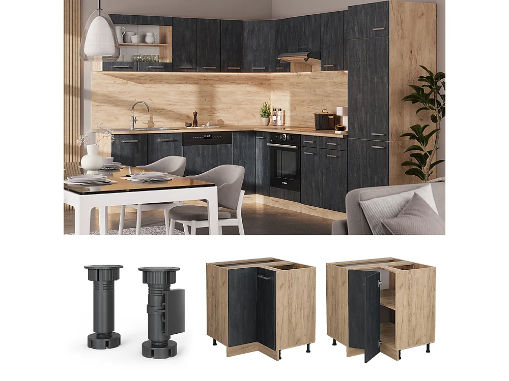 Mobile ad angolo cucina calcestruzzo nero 75.6x46x81.6 r-line