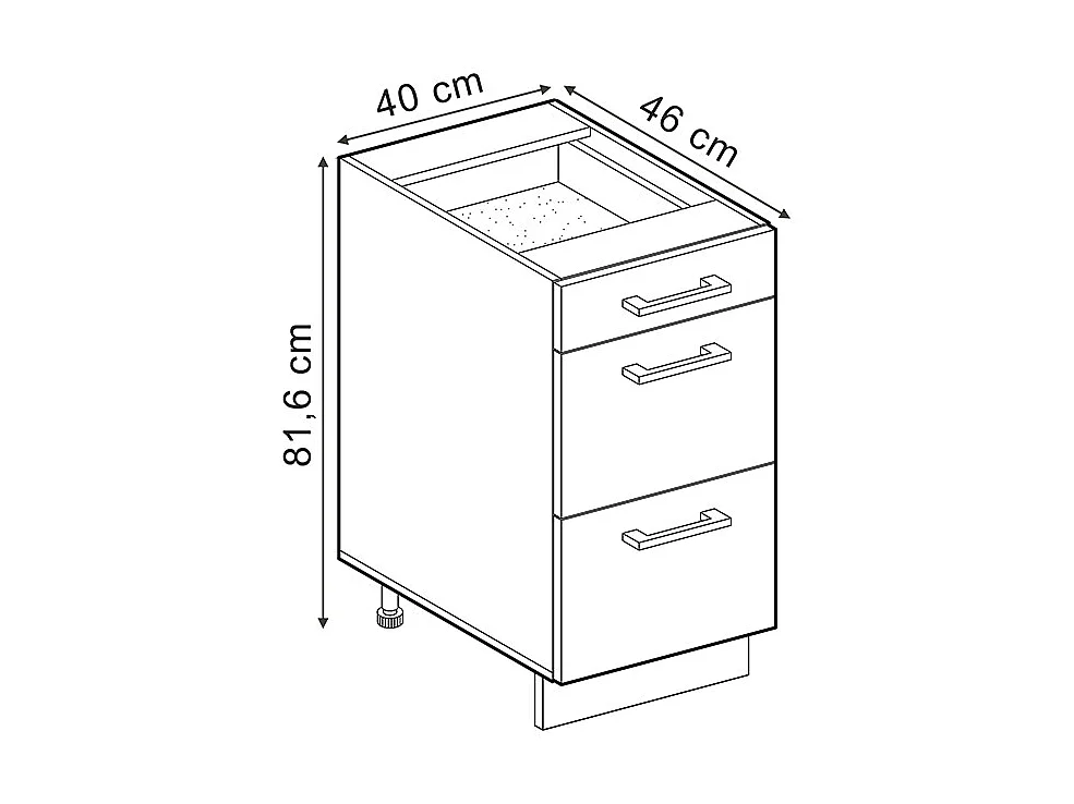 Küchenunterschrank schwarz beton 40x46x81.6 r-line