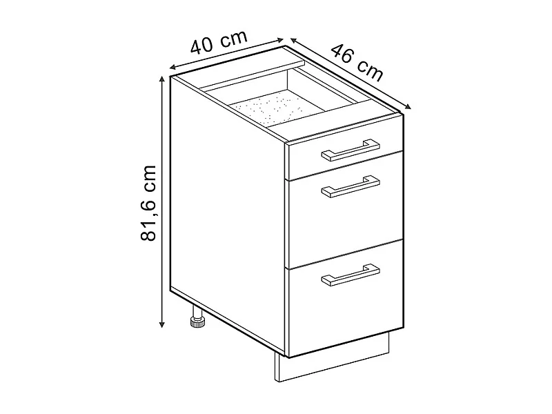 Küchenunterschrank schwarz beton 40x46x81.6 r-line