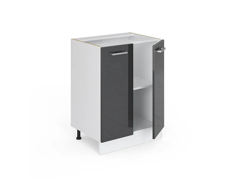 Meuble bas de cuisine anthracite haute brillance 60x60x81.6 r-line