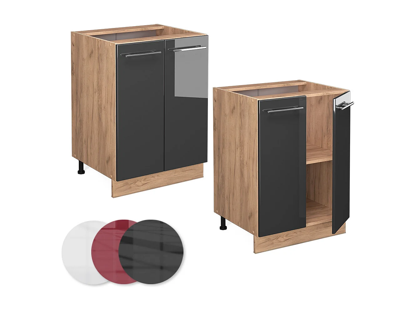 Mobiletto base cucina antracite lucido 60x60x82 fame-line