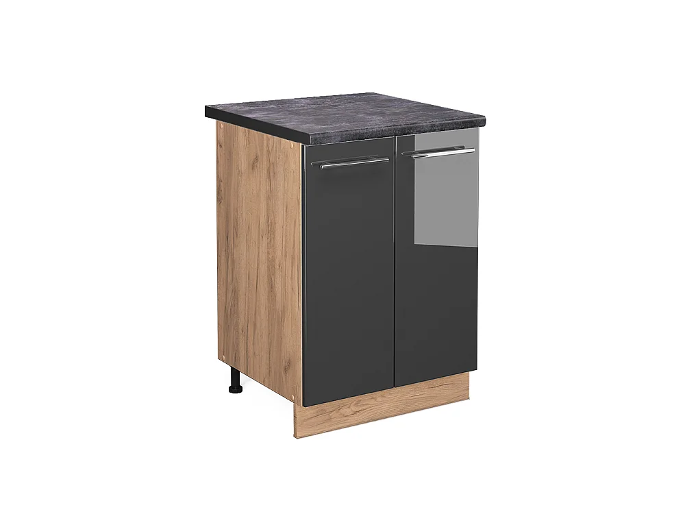 Meuble bas de cuisine anthracite haute brillance 60x60x82 fame-line