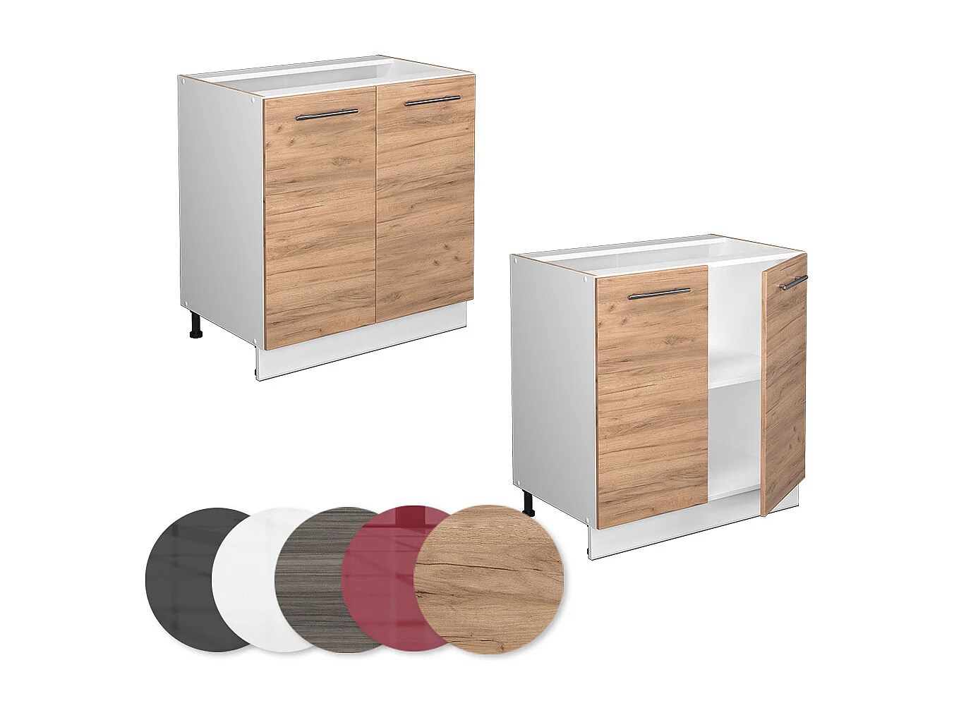 Meuble bas sous-évier chêne de force doré 80x60x82 fame-line