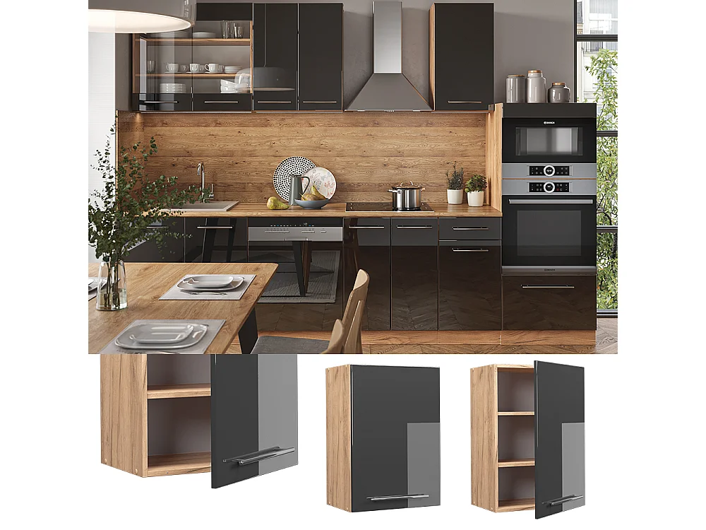 Pensile da cucina antracite lucido 50x34.1x72 fame-line