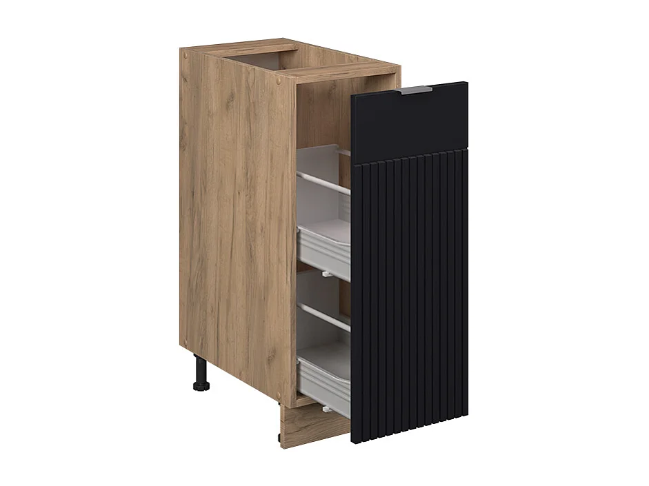 Meuble de cuisine noir rayé 30x60x82 fame-line