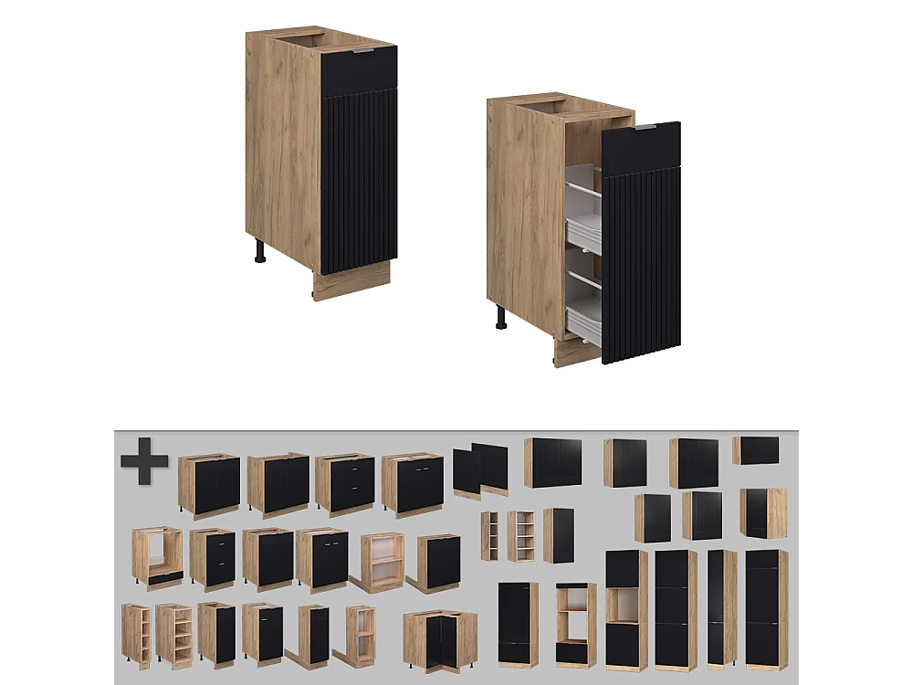 Apotheekkast zwart gestreept 30x60x82 fame-line