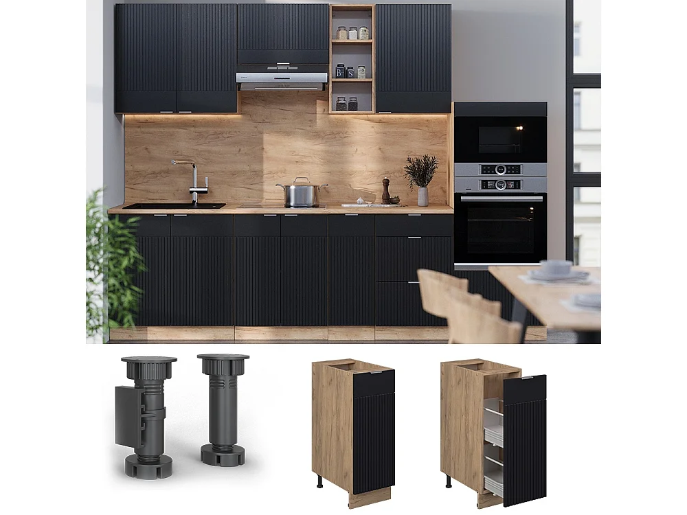 Apotheekkast zwart gestreept 30x60x82 fame-line