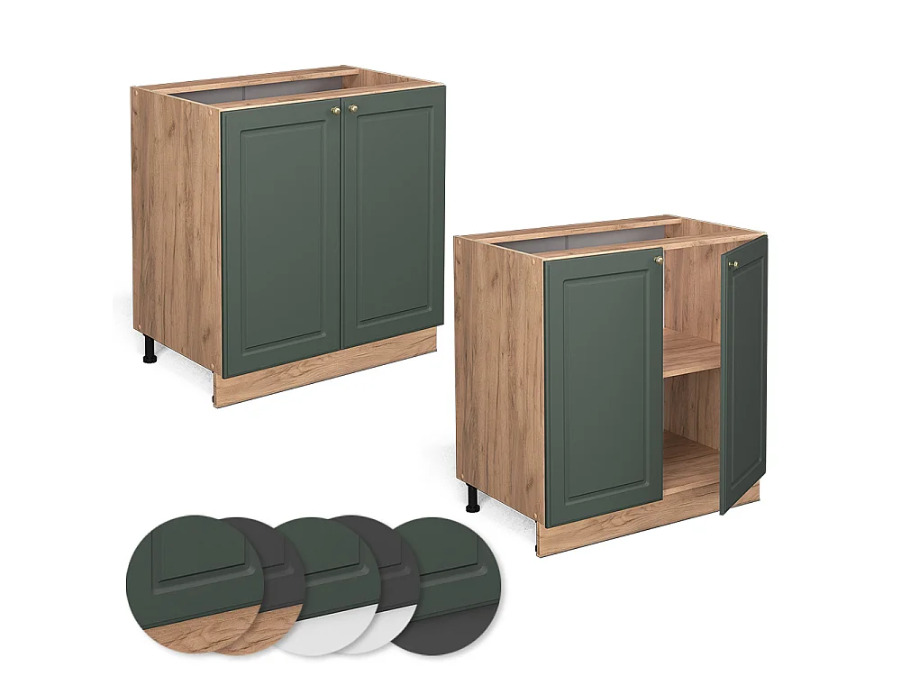 Meuble bas de cuisine vert or campagne 80x51.6x82 fame-line