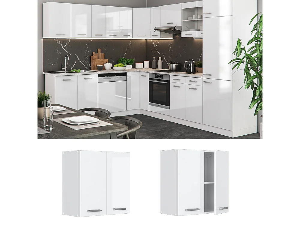 Elément haut de cuisine blanc haute brillance 60x31x60 r-line