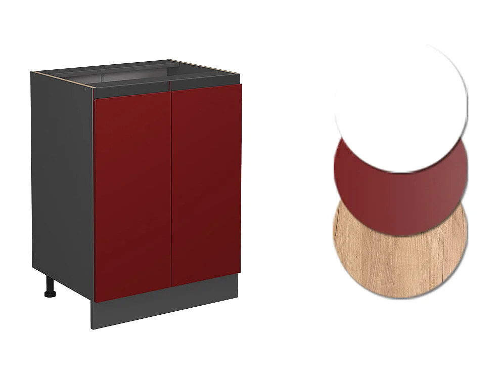 Mueble bajo de cocina rojo 60x46x81.6 r-line