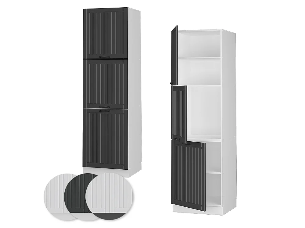 Hoge kast donkergrijs/wit 60x58.1x206.8 fame-line