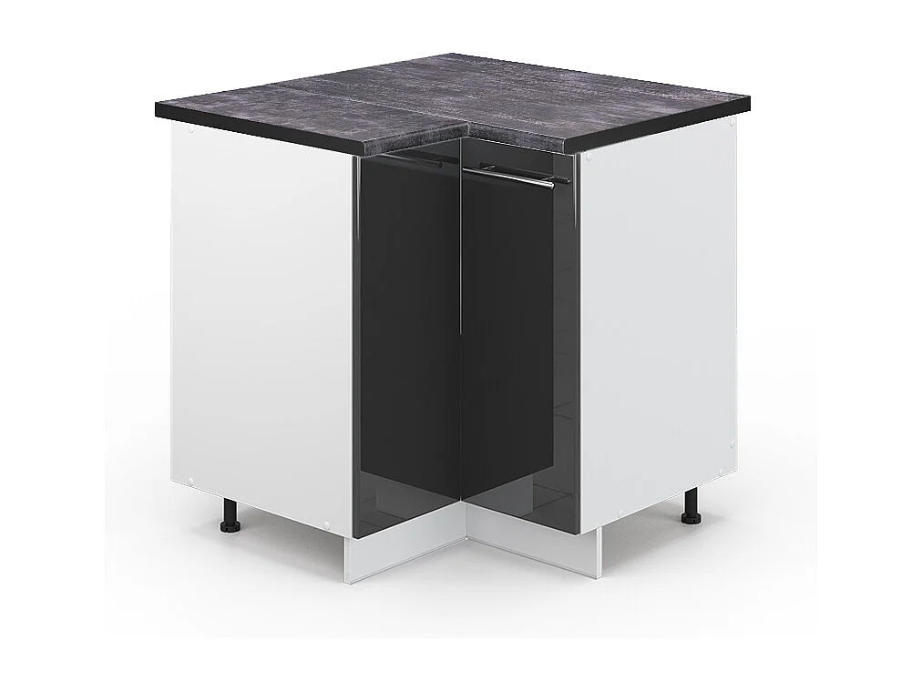 Armário baixo de canto antracite alto brilho 80.5x60x82 fame-line