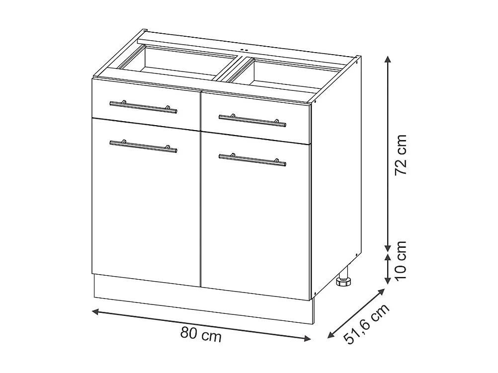 Mueble bajo de cocina roble dorado 80x60x82 fame-line