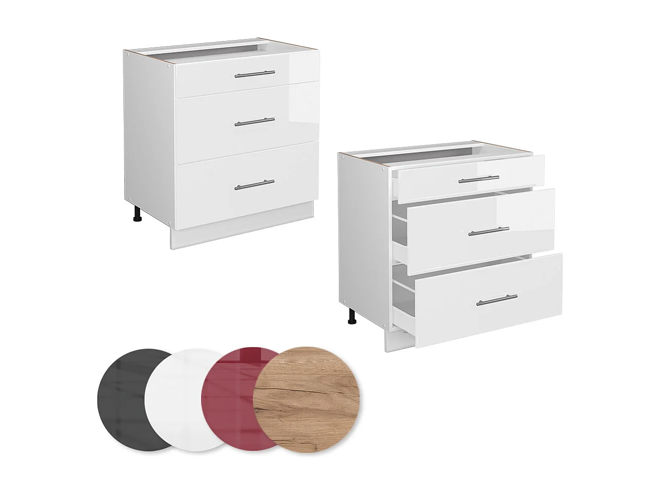 Meuble cuisine blanc haute brillance 80x60x82 fame-line