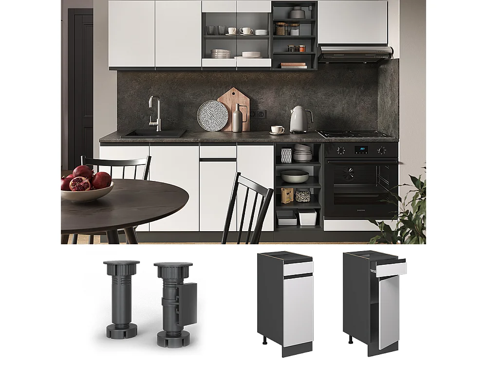 Mobiletto base per cucina bianco 30x60x81.6 r-line