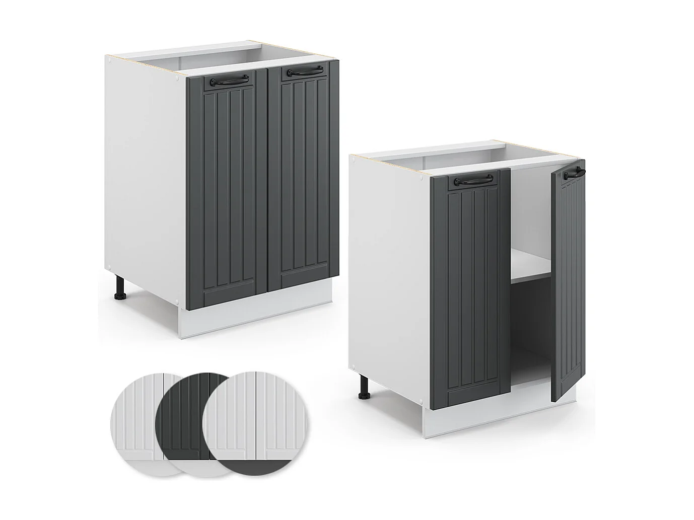 Mobiletto base cucina antracite casa di campagna 60x60x82 fame-line