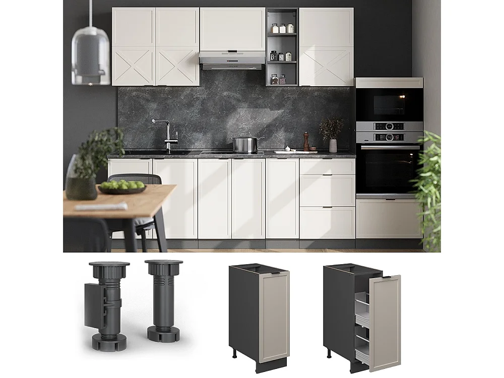 Apotekerskab gråbeige 30x60x82 fame-line