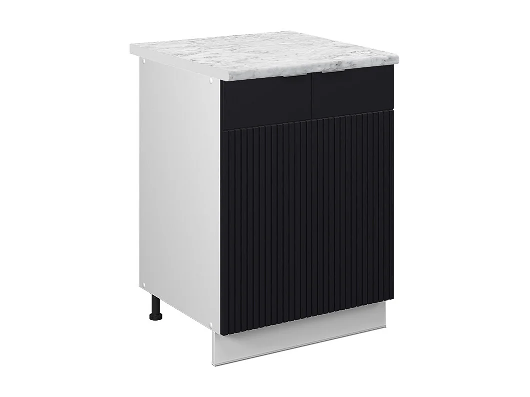 Meuble bas de cuisine noir rayé 60x60x82 fame-line