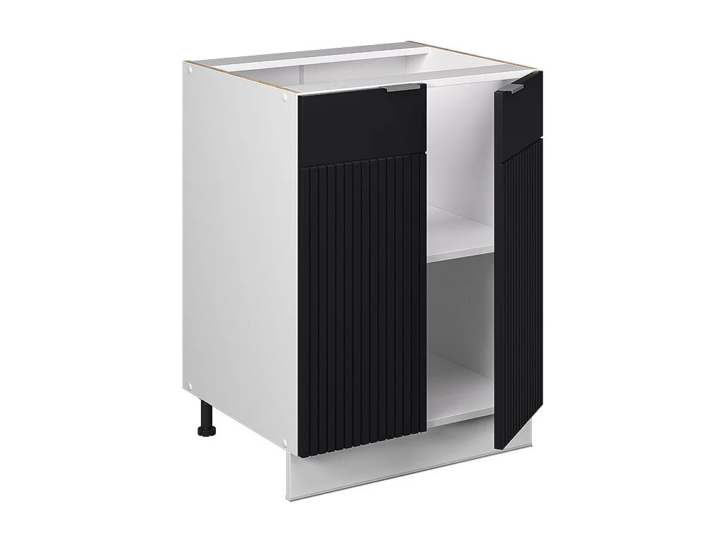 Meuble bas de cuisine noir rayé 60x60x82 fame-line