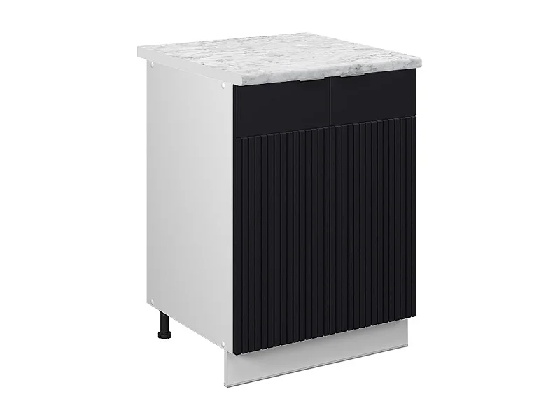 Meuble bas de cuisine noir rayé 60x60x82 fame-line