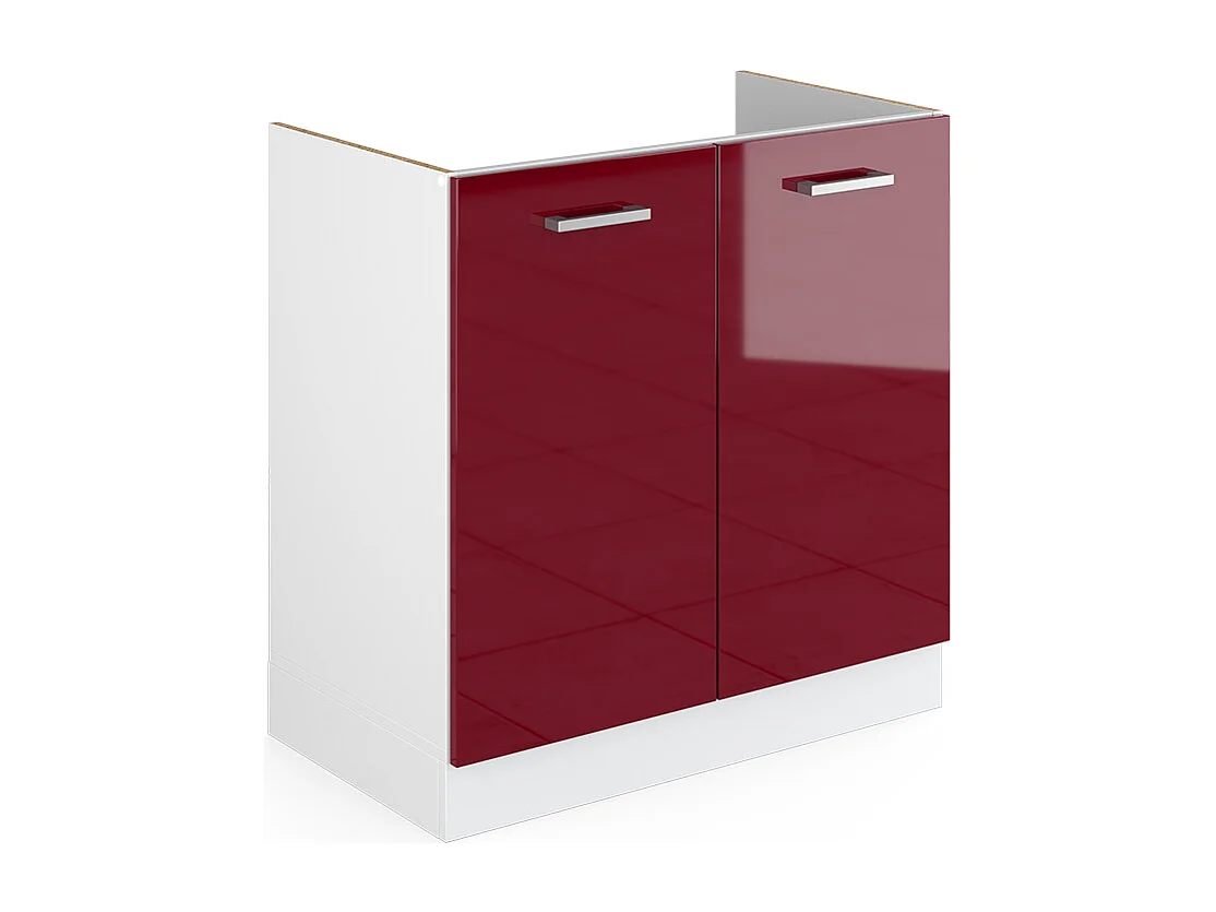 Meuble bas sous-évier rouge brillant 80x46x81.6 r-line